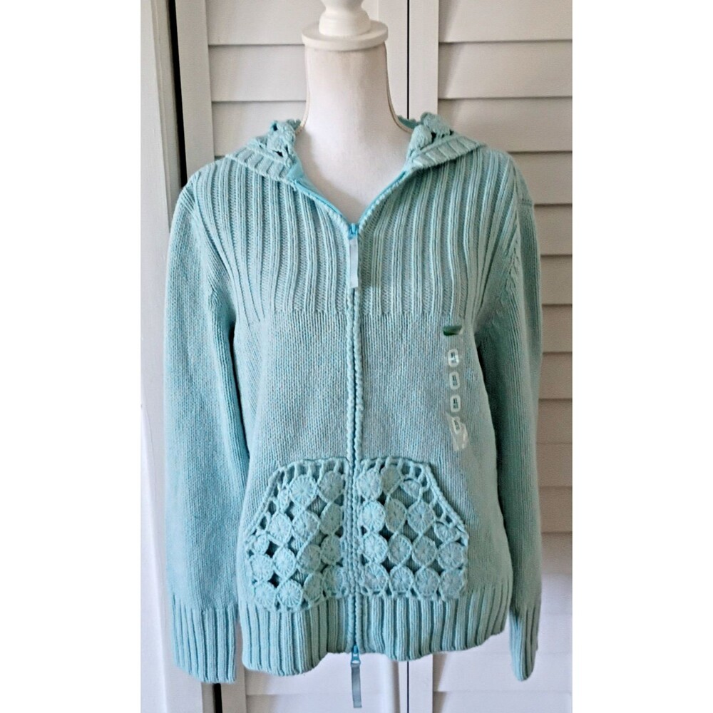 Cabela's women's crochet spray blue zip hoodie XL